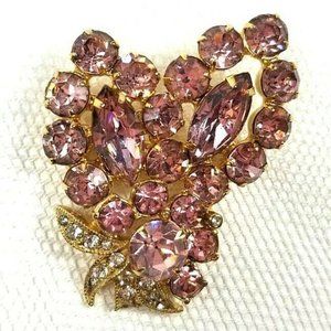 EISENBERG ICE Vintage PINK Rhinestone Brooch/Pin